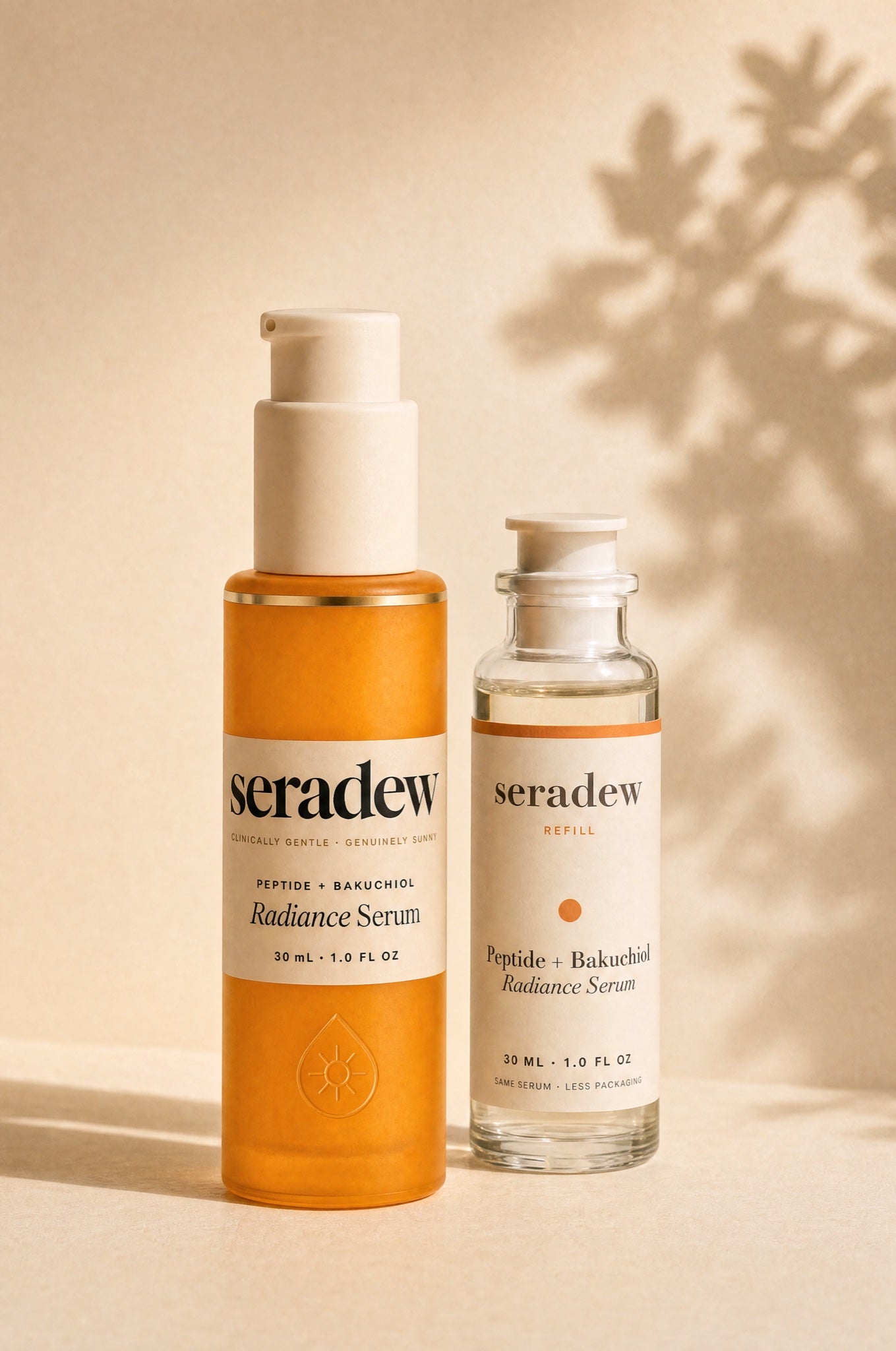 Serum bottle beside its refill pod